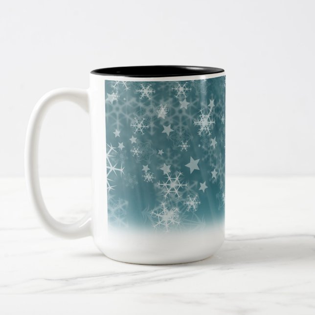 Tasse 2 Couleurs Arrière - plan de flocon d'hiver (Gauche)
