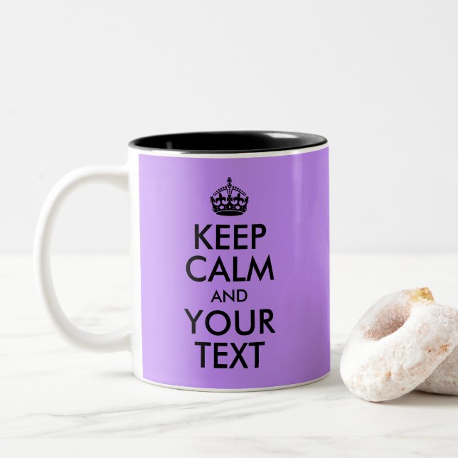 Tasse 2 Couleurs Arrière - plan pourpre Gardez le calme et votre te (Avec donut)