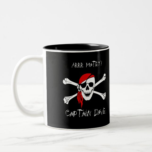 Tasse 2 Couleurs ARRR Matey Personated Pirate Skull Crossbone Musiq (Gauche)