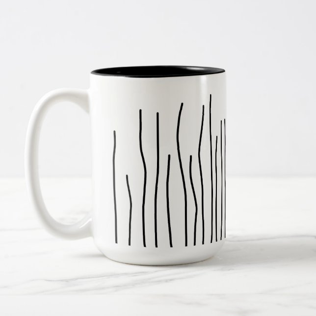 Tasse 2 Couleurs Art Abstrait Black White Lines Minimalisme (Gauche)