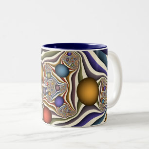Tasse 2 Couleurs Art abstrait fractal moderne coloré qui s'envole