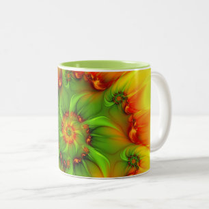 Tasse 2 Couleurs Art abstrait moderne fractal coloré psychédélique