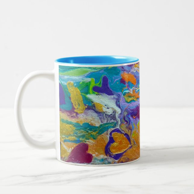 Tasse 2 Couleurs art abstrait original Coeurs Adrift (Gauche)