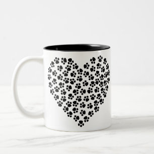 Tasse 2 Couleurs Art animal Abstrait Canine Chat Chien Feline Coeur