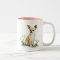 Art aquarelle florale de Chihuahua faon