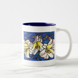 Tasse 2 Couleurs Art blanc de conception en verre souillé de fleur