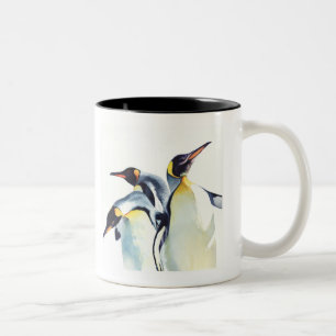 Tasse 2 Couleurs Art d'aquarelle de faune "de trio de pingouin"
