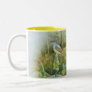 Tasse 2 Couleurs Art d'aquarelle des oiseaux de Moucherolle