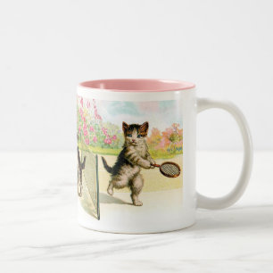 Tasse 2 Couleurs Art de cru de chatons de badminton