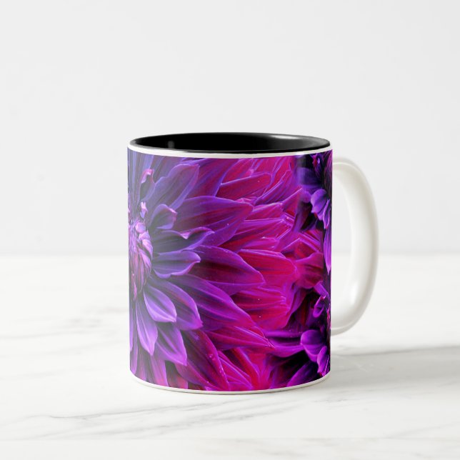 Tasse 2 Couleurs Art de fleur fractale vibrante (Devant droit)