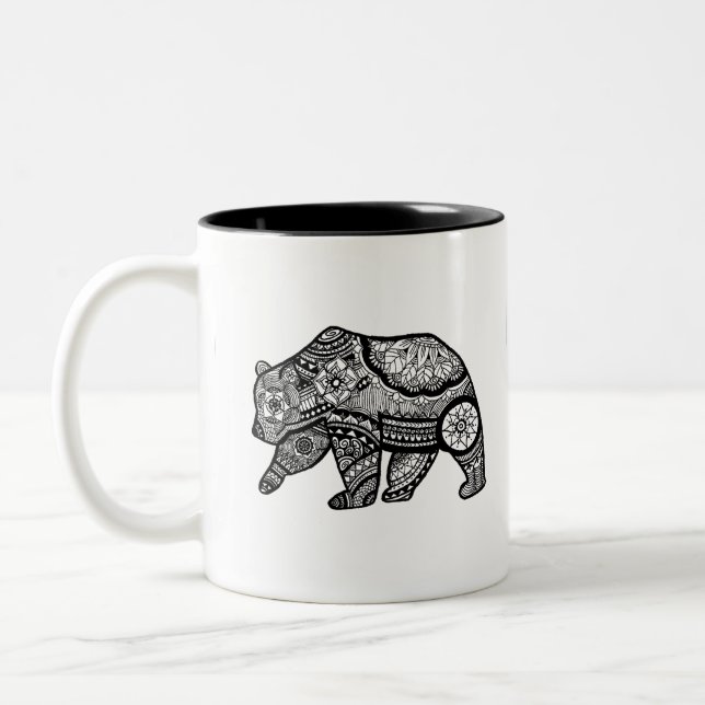 Tasse 2 Couleurs Art de mandala d'ours (Gauche)