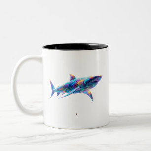 Tasse 2 Couleurs Art de requin lumineux coloré – Animal néon de l'o