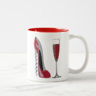 Tasse 2 Couleurs Art de stylet rouge de tire-bouchon et de vin