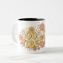 Art de typographie ondulée Rétro Groovy Good Vibes