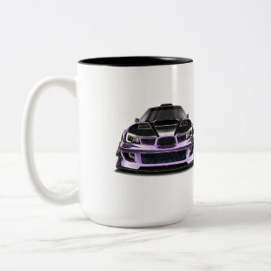 Tasse 2 Couleurs art dessinée à la main avec œil plissé violet