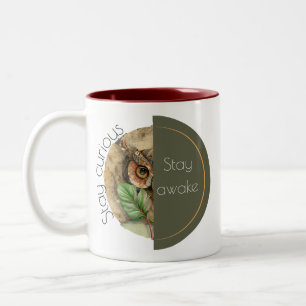 Tasse 2 Couleurs Art du hibou boho « Restez éveillé »