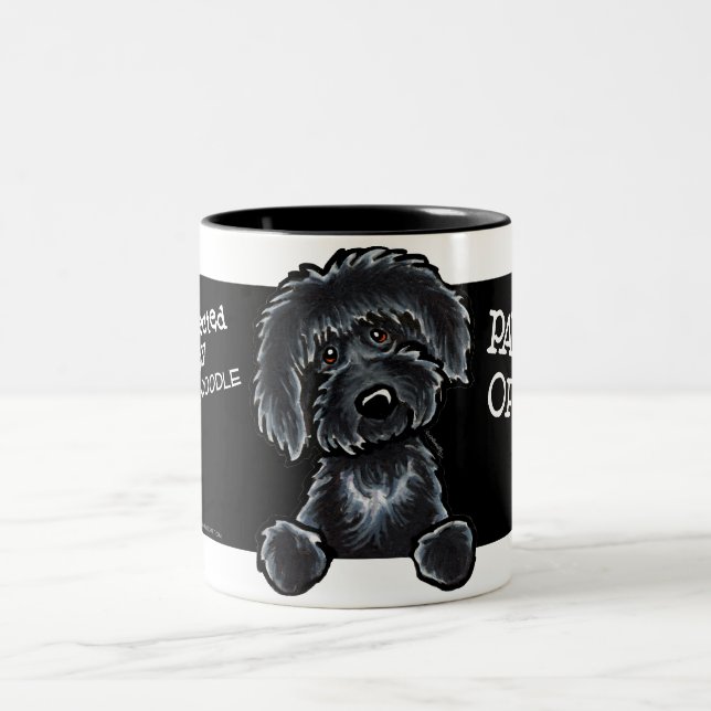 Tasse 2 Couleurs Art du Labradoodle noir (Centre)