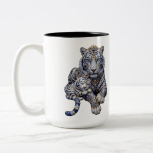 Tasse 2 Couleurs Art du Tigre Blanc Royal Majestueux Bijouté