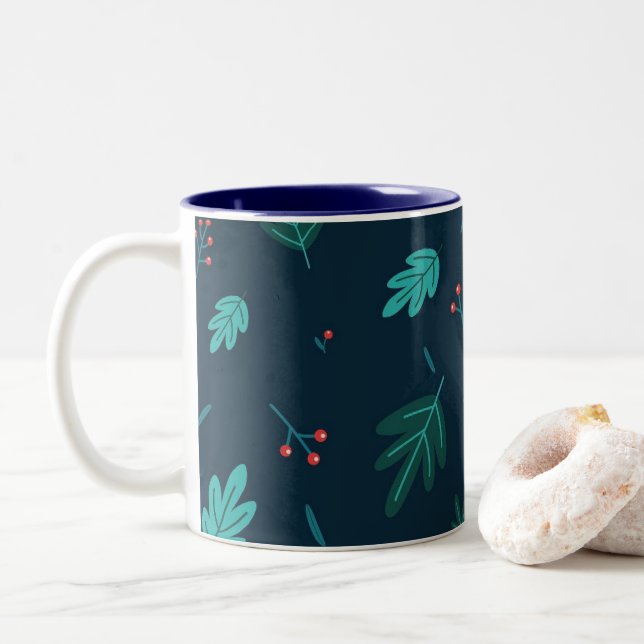 Tasse 2 Couleurs Art feuille (Avec donut)