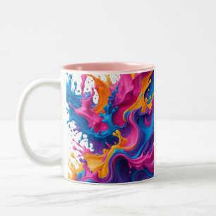 Tasse 2 Couleurs Art fluide Abstrait vif - Design d'éclaboussure co