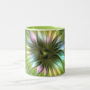 Tasse 2 Couleurs Art Fractal Fleur Imaginaire Coloré Lumineux