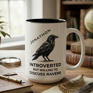 Tasse 2 Couleurs Art géométrique moderne de corbeau, cadeau humour 