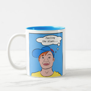 Tasse 2 Couleurs Art Graphique : Homme avec Casquette et Message Pe