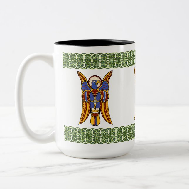 Tasse 2 Couleurs Art insulaire "Aigle de Jean" Manuscrit éclairé (Gauche)