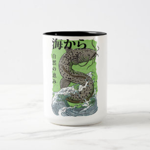 Tasse 2 Couleurs art japonais vintage de pêche Poisson-chat