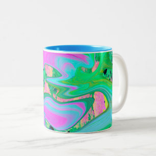 Tasse 2 Couleurs Art Liquide rose et bleu clair rétro sur Hydrangea