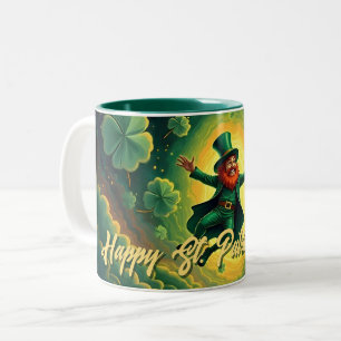 Tasse 2 Couleurs Art magique de la Saint-Patrick avec lutin