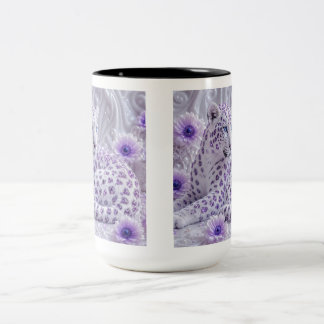Tasse 2 Couleurs Art majestueux léopard royal violet orné de pierre