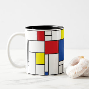 Tasse 2 Couleurs Art Moderne Géométrique Minimaliste De Stijl Mondr