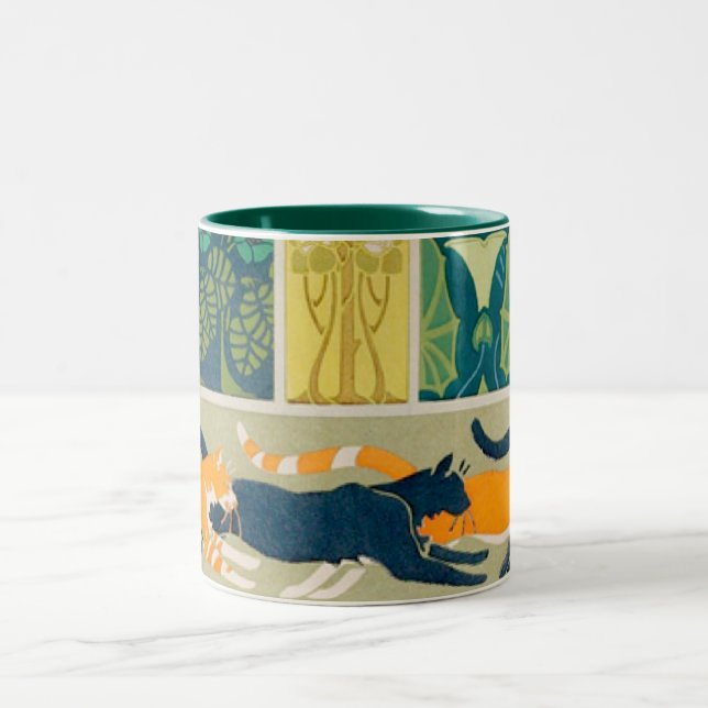Tasse 2 Couleurs Art Nouveau Cats and Flowers (Centre)