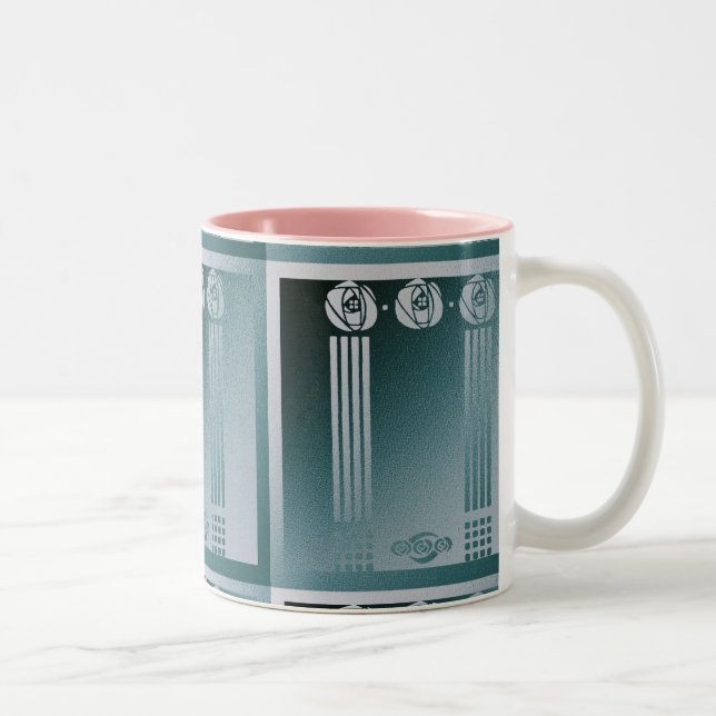 Tasse 2 Couleurs Art nouveau Turquoise, Charles Mackintosh, design  (Droit)