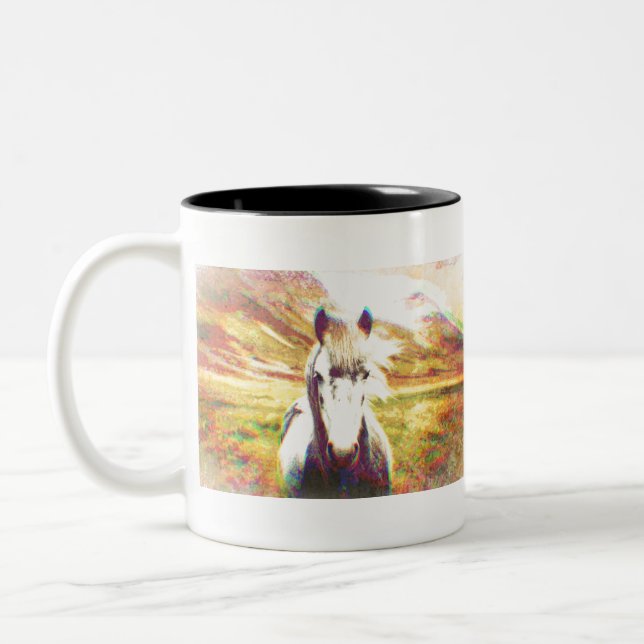Tasse 2 Couleurs Art numérique du cheval d'Islande (Gauche)