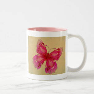 Tasse 2 Couleurs Art papillon vintage rose