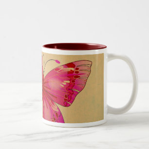 Tasse 2 Couleurs Art papillon vintage rose