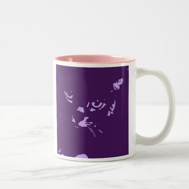 Tasse 2 Couleurs Art Pop de chat bleu russe (Droit)