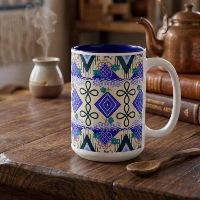 Tasse 2 Couleurs Art populaire bohème (Créateur téléchargé)