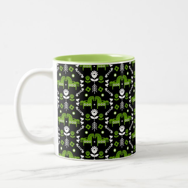 Tasse 2 Couleurs Art populaire de cheval scandinave (Gauche)