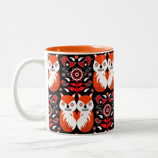 Tasse 2 Couleurs Art populaire de renard scandinave (Gauche)