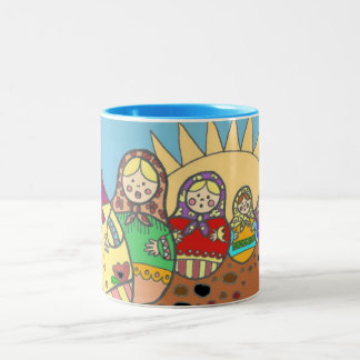 Tasse 2 Couleurs Art populaire d'Ukrainien de poupées d'emboîtement