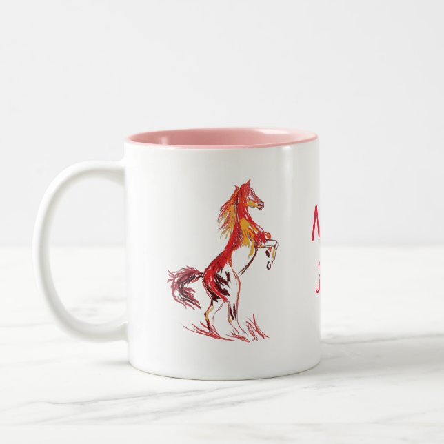 Tasse 2 Couleurs Art sauvage, cheval rouge (Gauche)