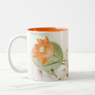 Tasse 2 Couleurs Art spirituel du lotus de nénuphar orange vintage