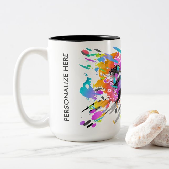 TASSE 2 COULEURS ART SPLATTER PUNK GRUNGE (Avec donut)