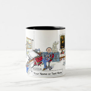 Tasse 2 Couleurs Artiste - Dessin masculin par PrintedPerfection.co
