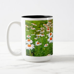 Tasse 2 Couleurs Artistic Bright and Colorful White Garden Daisies