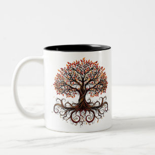 Tasse 2 Couleurs Artistic Tree with Swirling Branches