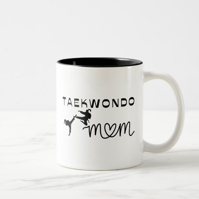 Tasse 2 Couleurs Arts martiaux féminin Sport Funny Taekwondo Maman (Droit)